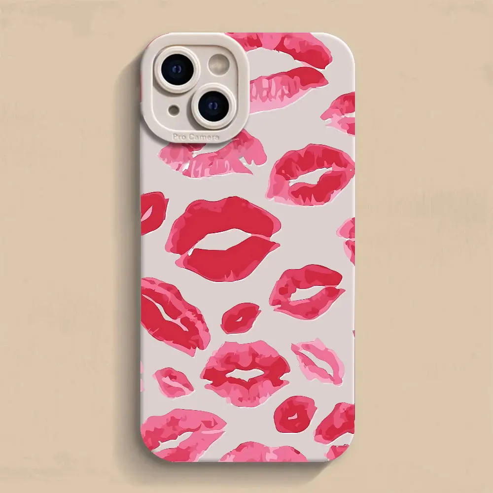 Matte Silicone Phone Case With Lip Print For Iphone Models_voghion.com
