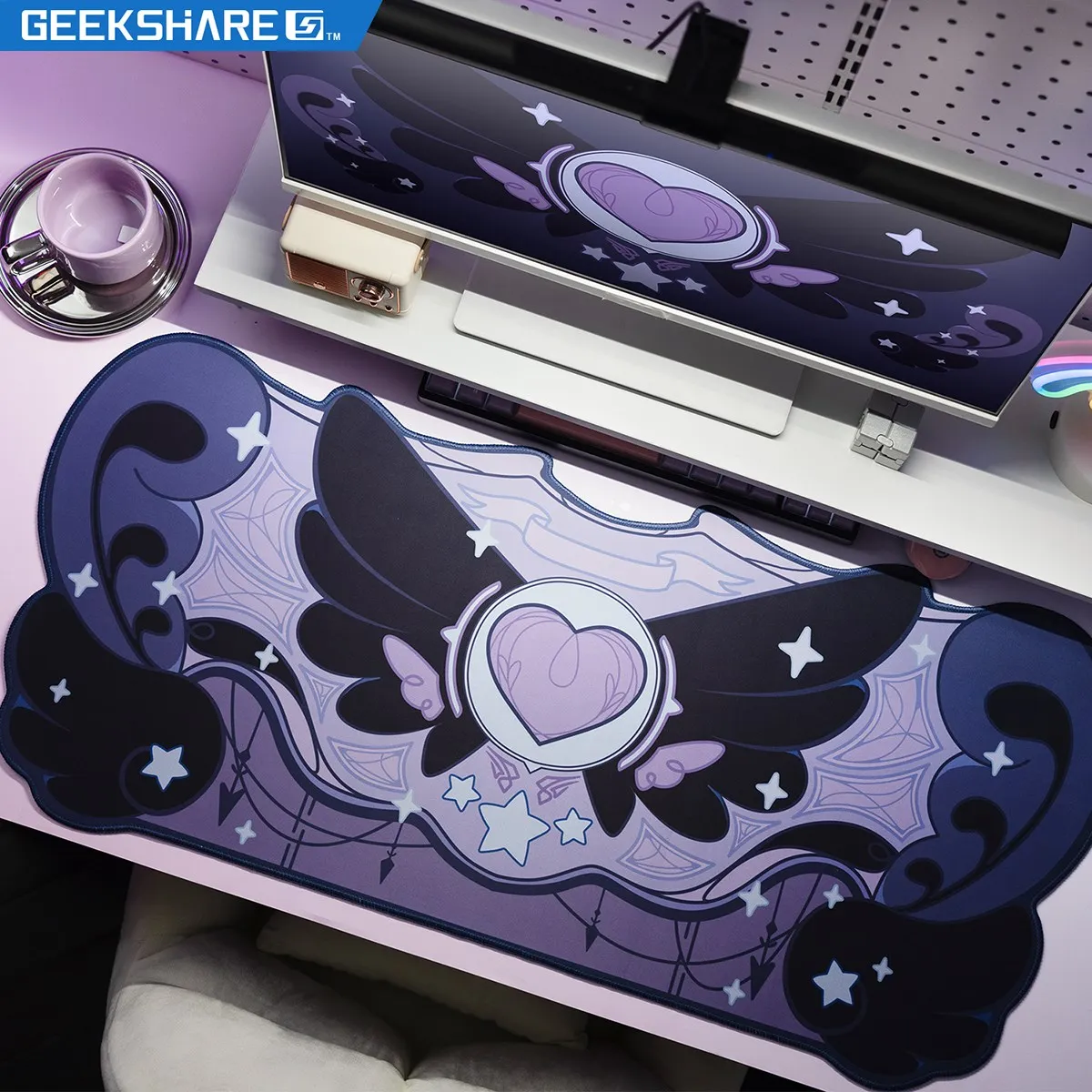 

Geekshare Computer Mouse Pad Keyboard Wrist Rest Joy Con Wing Star Dark Desk Mousepad Office Table Mat Gaming Accessories