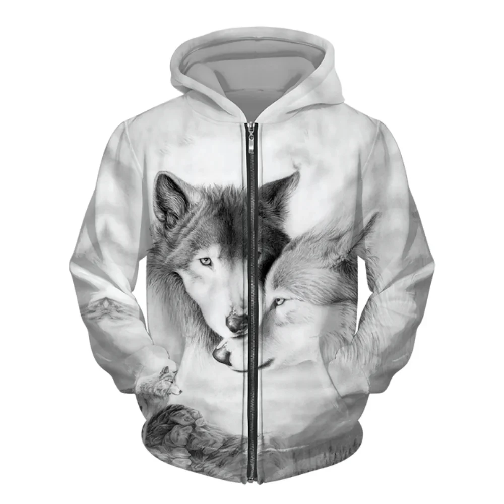 

Moletom de lobo estampado em 3D masculino, moda feminina, moletons de lazer, moda hip hop, jaqueta Harajuku, casaco solto, prima