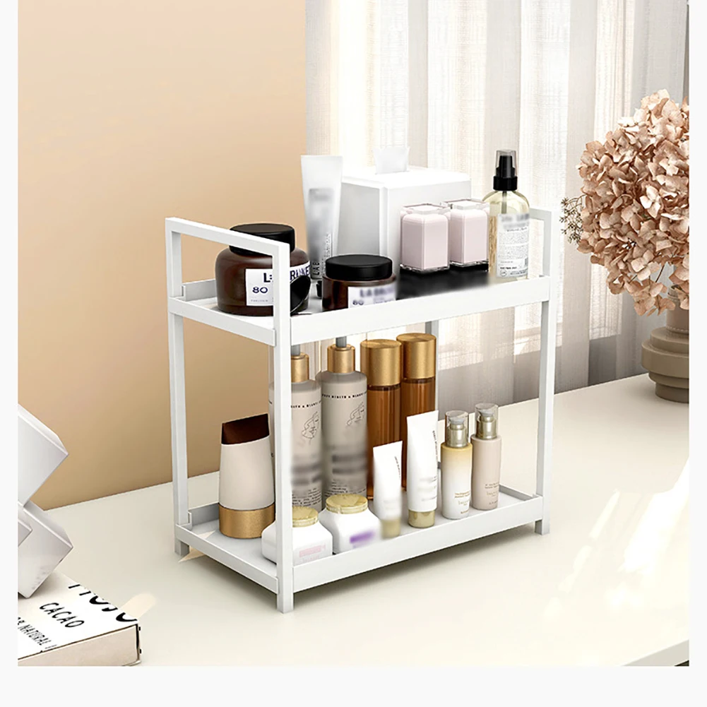 2-stufiges Küchenthekenregal, Badezimmer-Arbeitsplatten-Organizer, Arbeitsplatten-Aufbewahrungsregal für Wohnzimmer, Schlafzimmer, Schminktisch – Detail 8