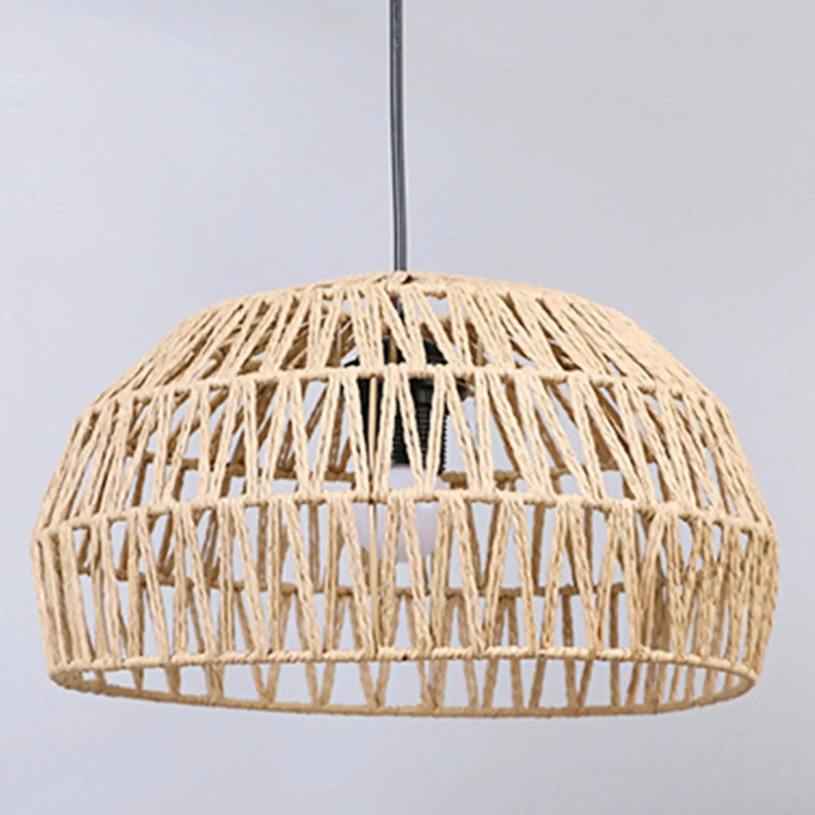 Bohemian Paper Rope Woven Lampshade Chandelier Lantern Pendant Lamp Shade Bulb Guard for Hotel, Living Room, Cafe Decoration
