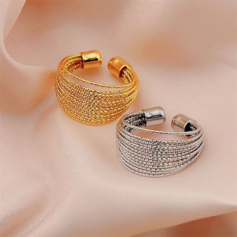 Multi Layered Sparkling SilverLine Wrapped Ring for Women Men Trendy Personality Adjustable Open Ring Jewelry finger rings fashion rings fashion ring