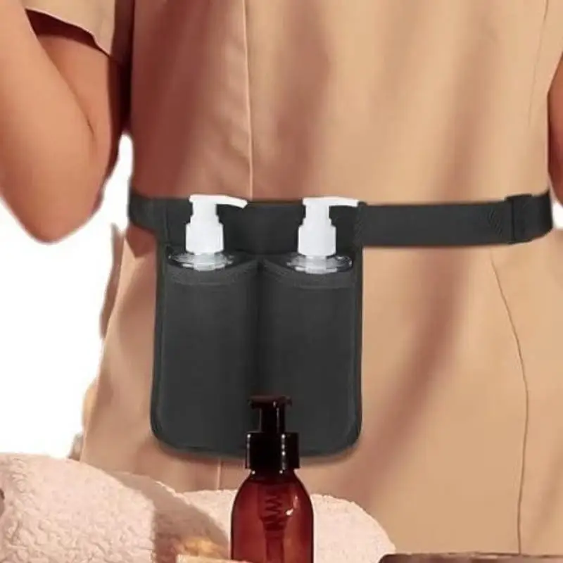 Einzelnes Doppel-Massageflaschenholster, Kunststoffschnalle, Massageöl, Taillenholster, stilvoll, tragbar, für Parfümeure, Physiotherapeuten – Detail 7