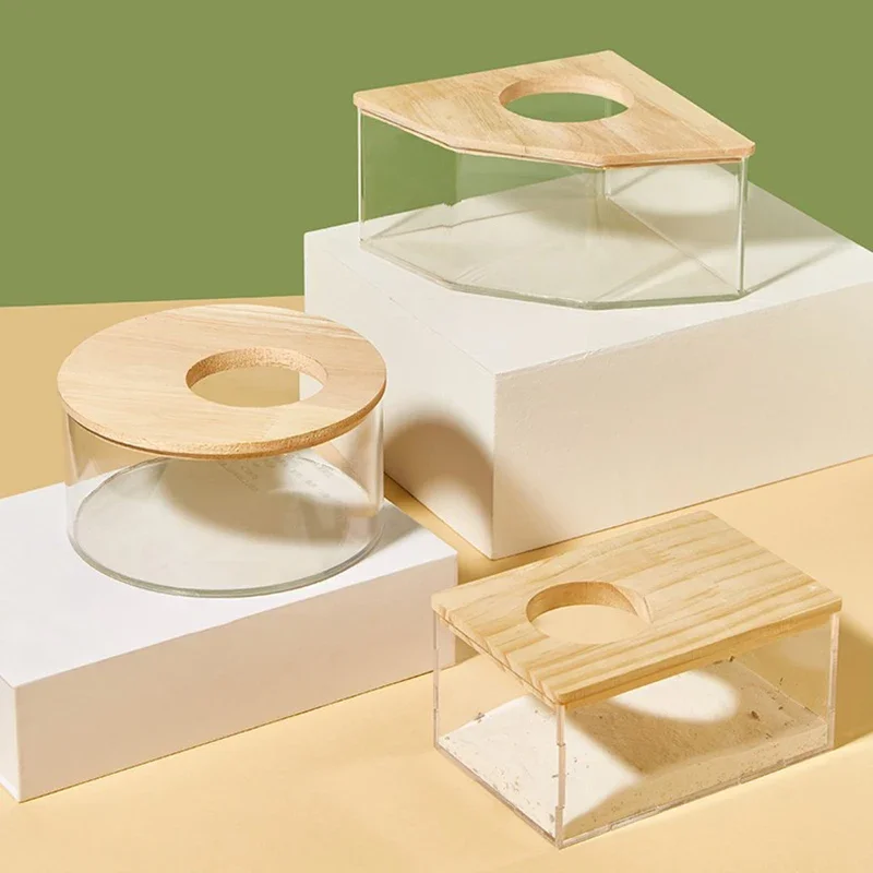 Hamster Bathroom House Sandbox Full Transparent Urine Sand Basin Golden Bear Supplies Sand Bath Container Small Pet Bathroom pet sand bath box