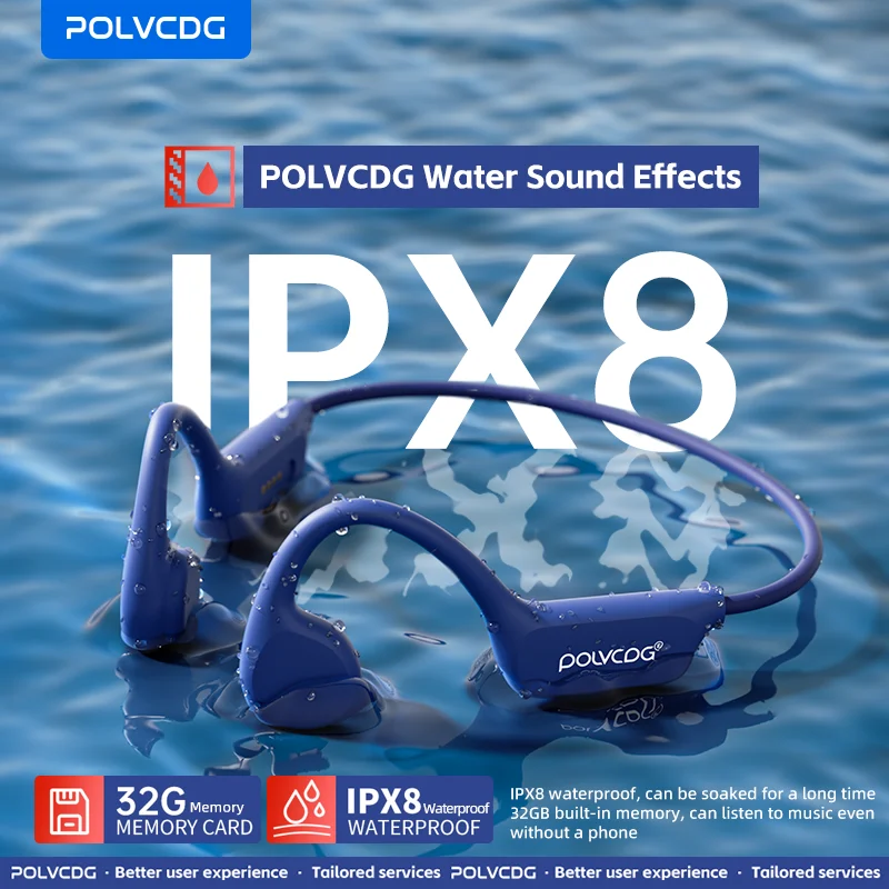 POLVCDG X7 骨伝導イヤホン IPX8防水 POLVCDG 骨伝導ヘッドセット X7 IPX8 32 ギガバイト Bluetooth