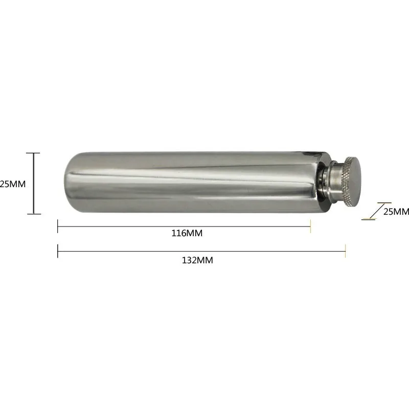 Description Picture 4 of item2 Oz 60ml Whiskey Flagon Bottle 304 Stainless Steel Hip Flask Like Cigar Long Round Bottom Mirror Polished Tube With Funnel Gift