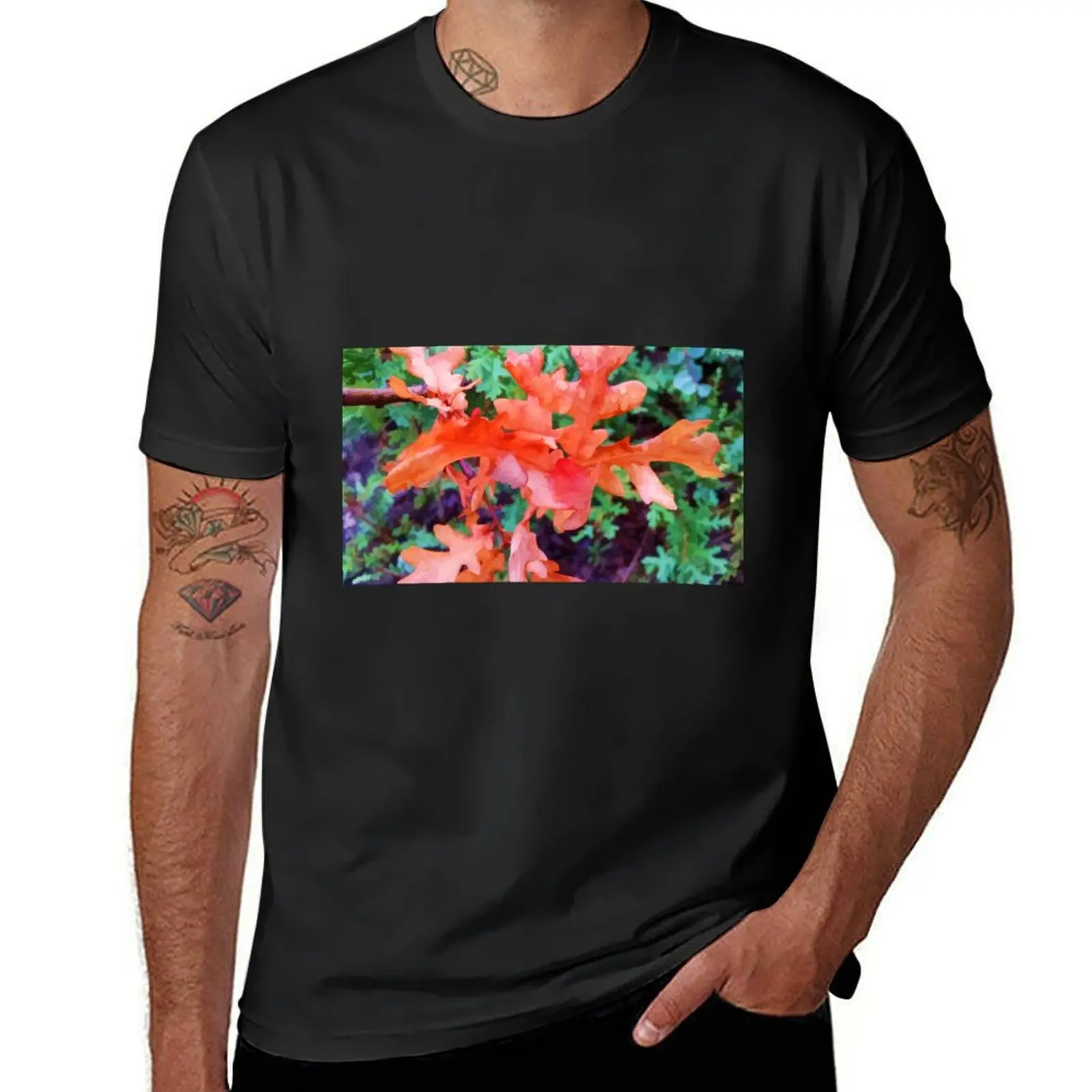 

Fall Leaves with Droplets T-Shirt Short sleeve tee aesthetic clothes vintage for a boy t shirt for men