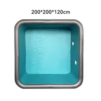 Piscine gonflable carrée de 2m x 2m pour usage domestique, idéale pour les jeux aquatiques en plein air, les activités aquatiques et la natation 3