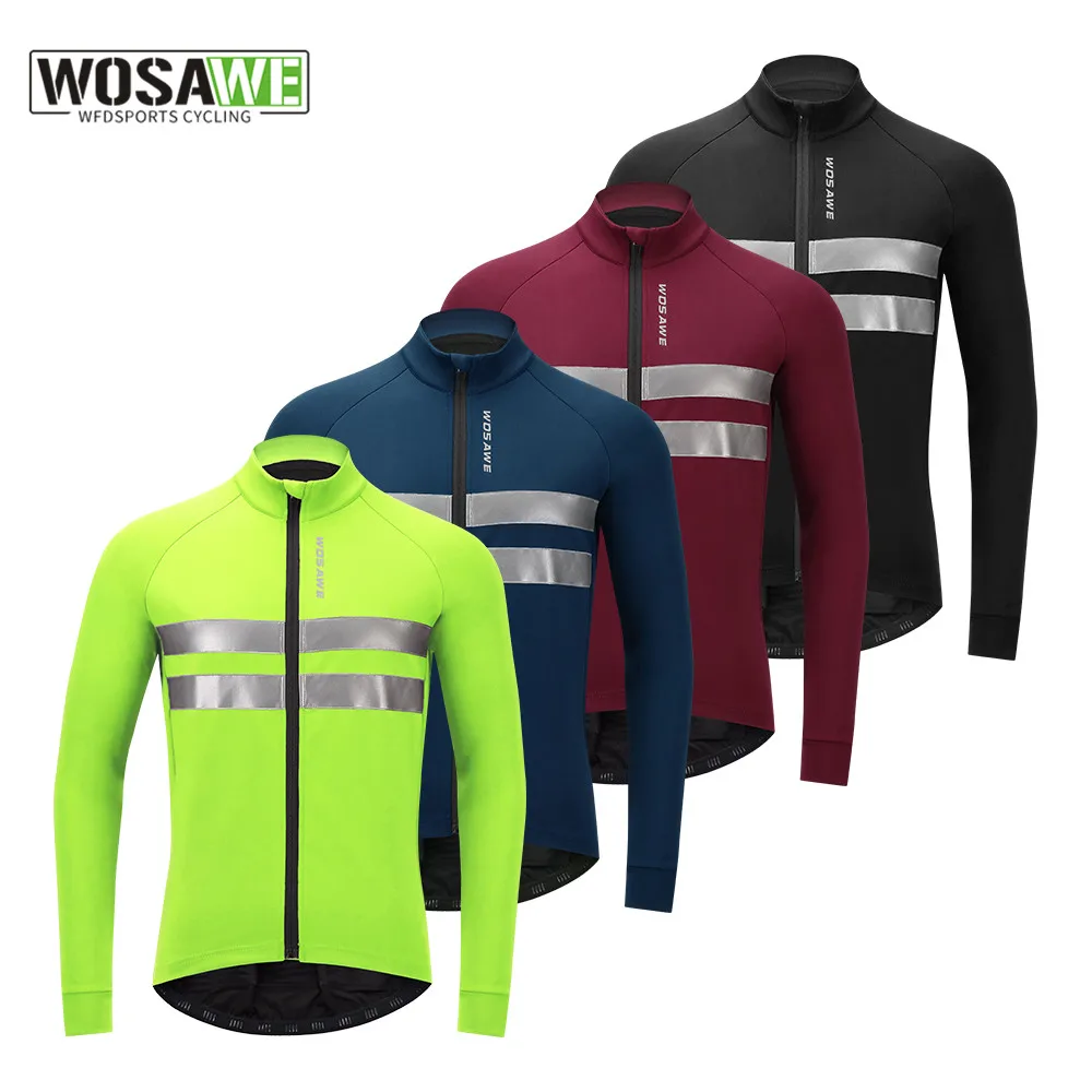 WOSAWE 겨울 플리스 따뜻한 사이클링 재킷, 반사 방수, 남성용 MTB 재킷, 로드 사이클링 스노우보드 재킷 코트