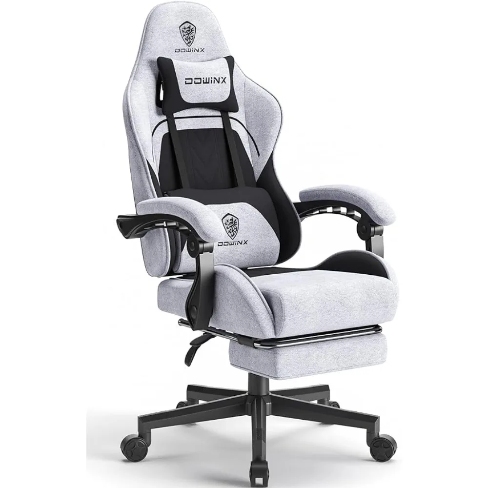 

Dowinx Gaming Chair Fabric with Pocket Spring Cushion, Massage Game Chair Cloth with Headrest, Ergonomic Computer