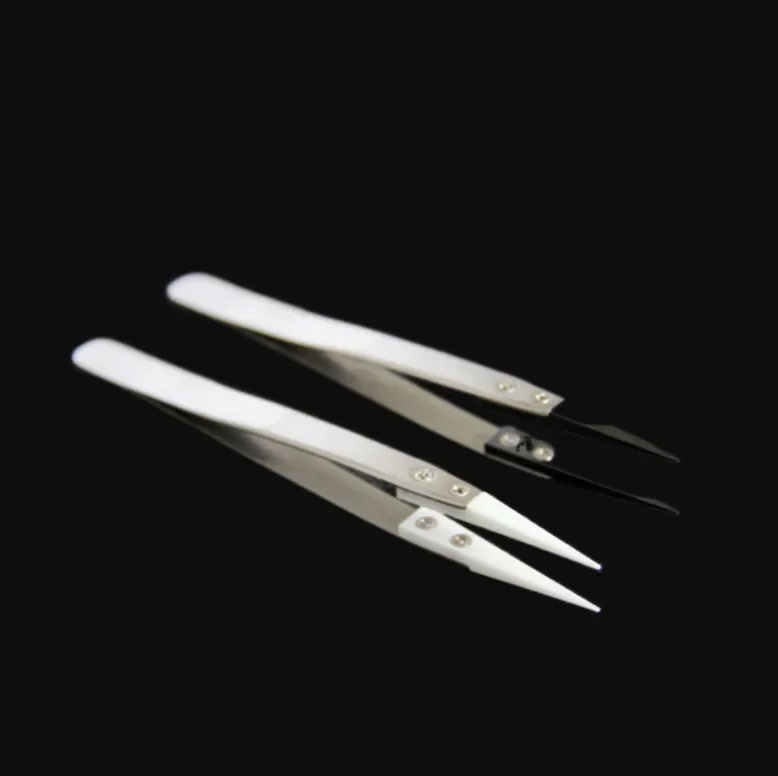 Straight Aimed Ceramic Tweezers for Electronics Soldering Stainless Steel Handle Black Tweezers Hand Tool Precision Tweezer precision tweezers esd anti static tweezers ceramic tweezers