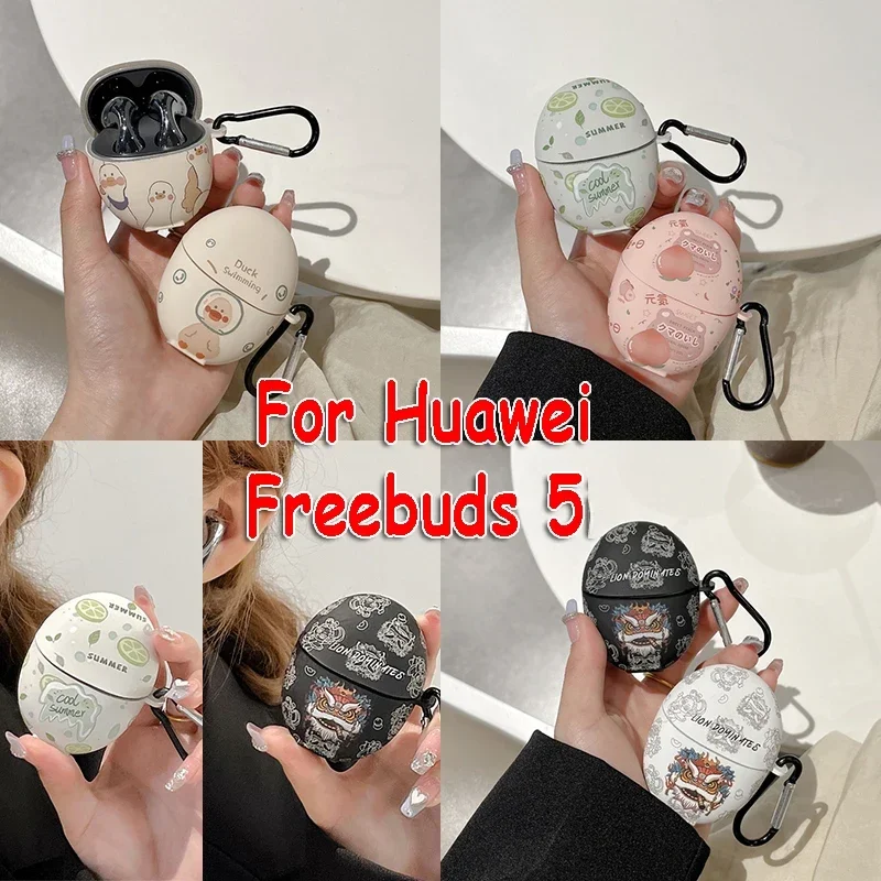 Fashion Cool Cartoon Cover Per Huawei Freebuds 5 Case Custodia Per Auricolari Huawei Buds 5 Funda Spaceman Cover Summer Peach Lemon
