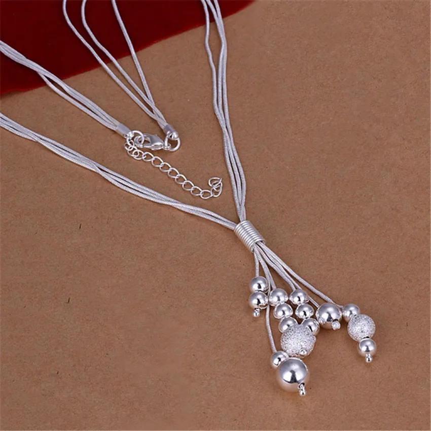 Hot Charm 925 Sterling Silver Necklace Earrings Jewelry Set for Women Tassel Snake Chain Beads Fashion Party Christmas Gifts
