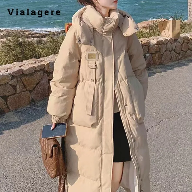 

Women's Casual Solid Color Long Sleeve Outerwear Hood Maxi X-Long Jacket 2023 Winter Oversized Parkas Single Breasted Warm Coat