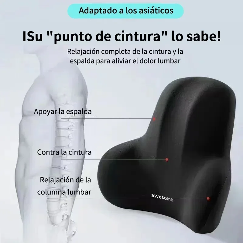 Memory Foam Lumbar Back Cushion for Car Office Gaming Chairs and Postpartum Waist Support Multi Functional Pain Relief Pillow - Image 3