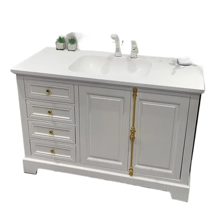 Waterproof Plywood Sintered Stone Bathroom Vanity With Mirror Wash Basin For Hotel Bathroom