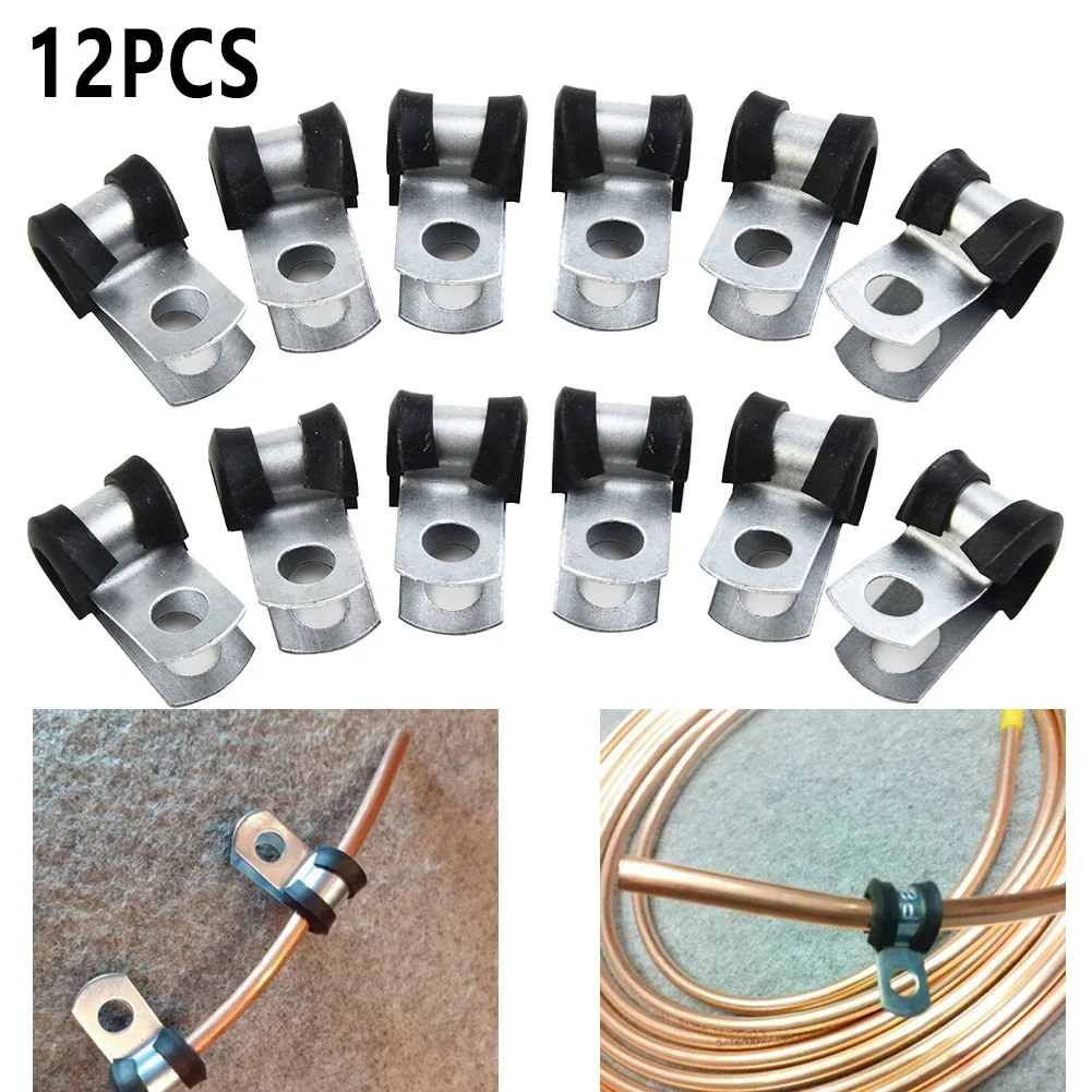 

12PCS Brake Pipe Clips For 3/16" Pipes Rubber Lined P Clips Replacement Brake Pipe Clips Brake System Wear Parts