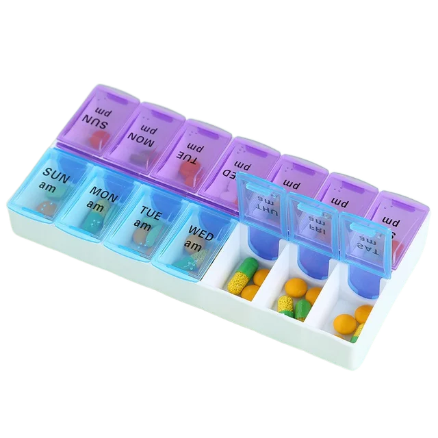 14 griglie portapillole settimanale 7 giorni scatola per medicinali  Dispenser per Tablet Organizer portapillole splitter scatola