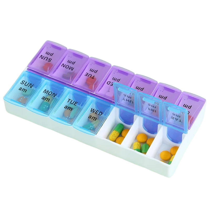 14 Grids Weekly Pill Case 7 Days Medicine Box Tablet Dispenser