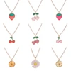 1 Pc Strawberry Fruit Pendant Necklace For Women Cut Adjustable Heart Pendant Necklace Fashion Jewelry Accessories Gift 1
