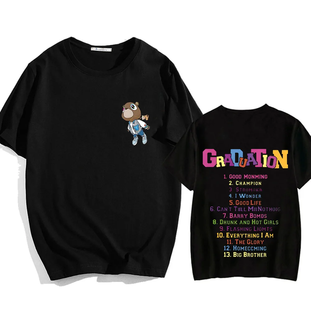 

Kanye West футболка с коротким рукавом Harajuku хлопковая Футболка с мультяшным принтом Винтажная футболка с круглым вырезом Мужская модная готическая одежда