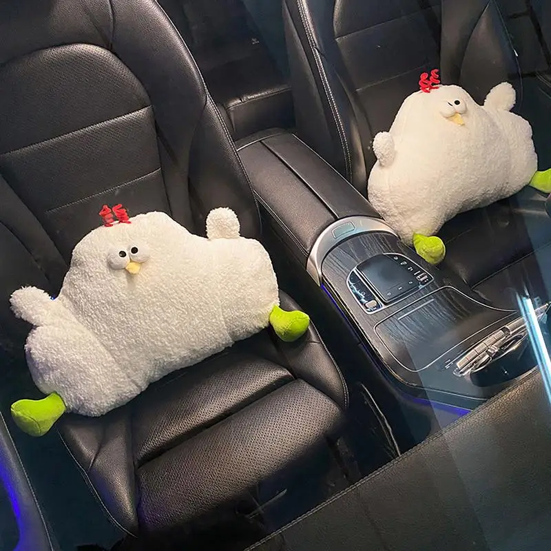 

Car Lumbar Support Cute Chicken Soft Plush Lumbar Cushion Protective Lumbar Back Support Breathable Cushion Interior Accessories