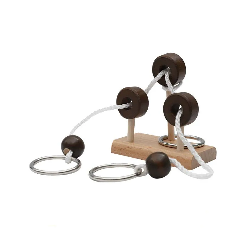 Wooden Play Wheels with Puzzle Lock Montessori Round and Circle Threading  Lu Ban  Educational Toys for Kids Adult Social Games 5