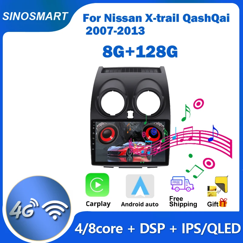 Sinosmart Radio Di Navigazione Gps Per Nissan J10 Qashqai 2006-2013 Supporto Oem Telecamera Di Retromarcia/Nav Android Car Stereo Bluetooth Qled