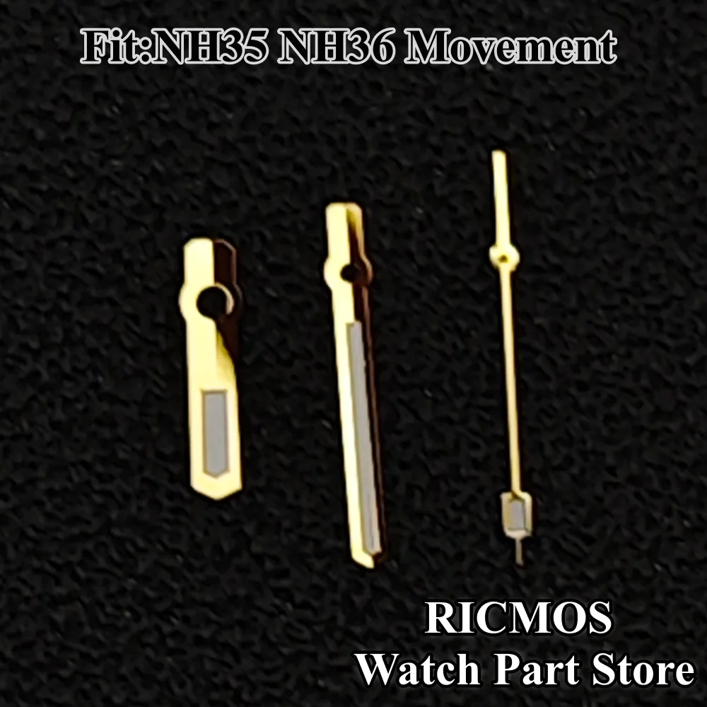 Gold Watch Hands with Green Glow in the Dark for Repair and Custom Watch Making