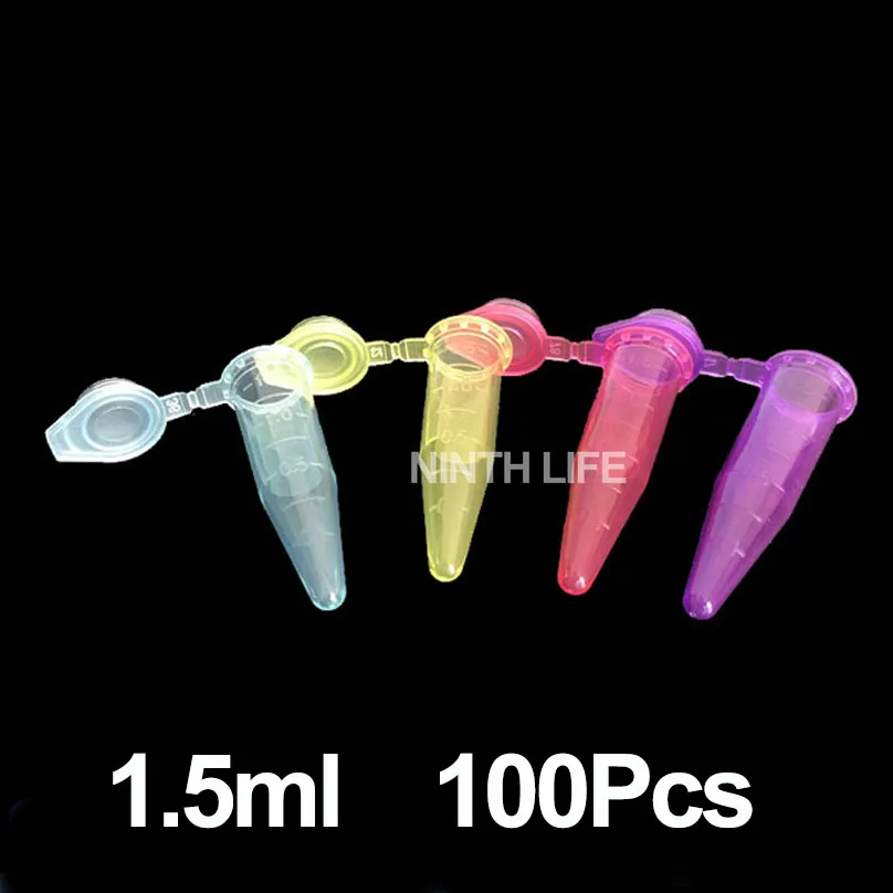 1.5ml Lab PP Plastic Test Tube Centrifuge Tube Vial with Cap Skirted For laboratory Experiment Supplies 100Pcs
