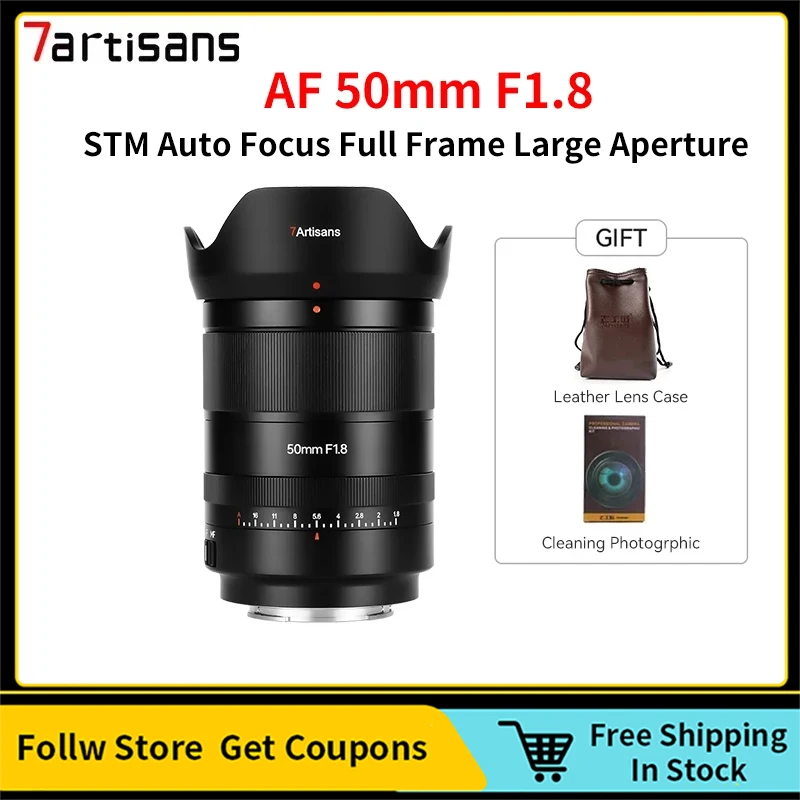 

7artisans 50 мм F1.8 STM Автофокус Полнокадровый объектив с большой диафрагмой для Sony E ZVE10 6400 A7C II A7R II A7SII A7R