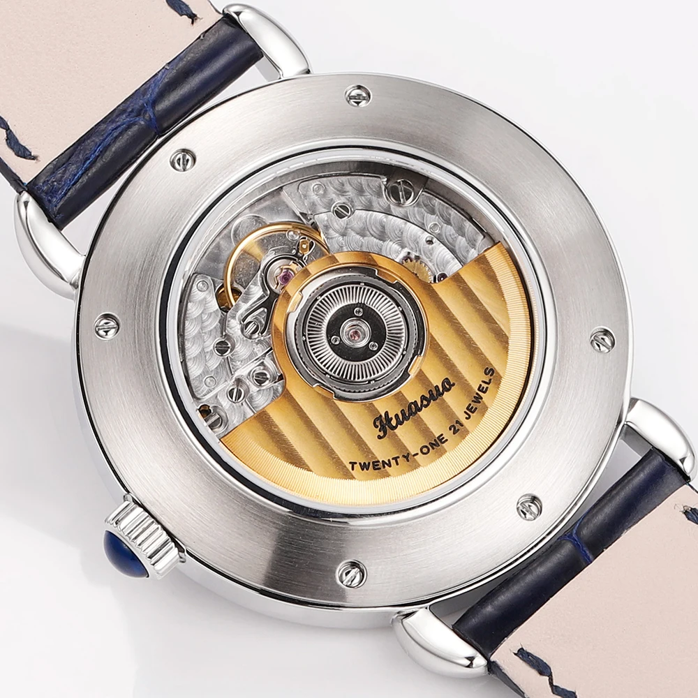 HUASUO 41mm Luxury Natural Lazurite Dail Men's Watch EAT 2892 Automatic Mechanical Movement Sapphire Crystal 5Bar Waterproof