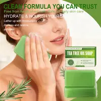 Savon à l'arbre à thé pour l'acné du visage et du corps, 100g, barre de savon à l'huile d'arbre à thé pour le visage et le corps, nettoyant naturel pour la peau grasse, sèche et démangeaisons 3