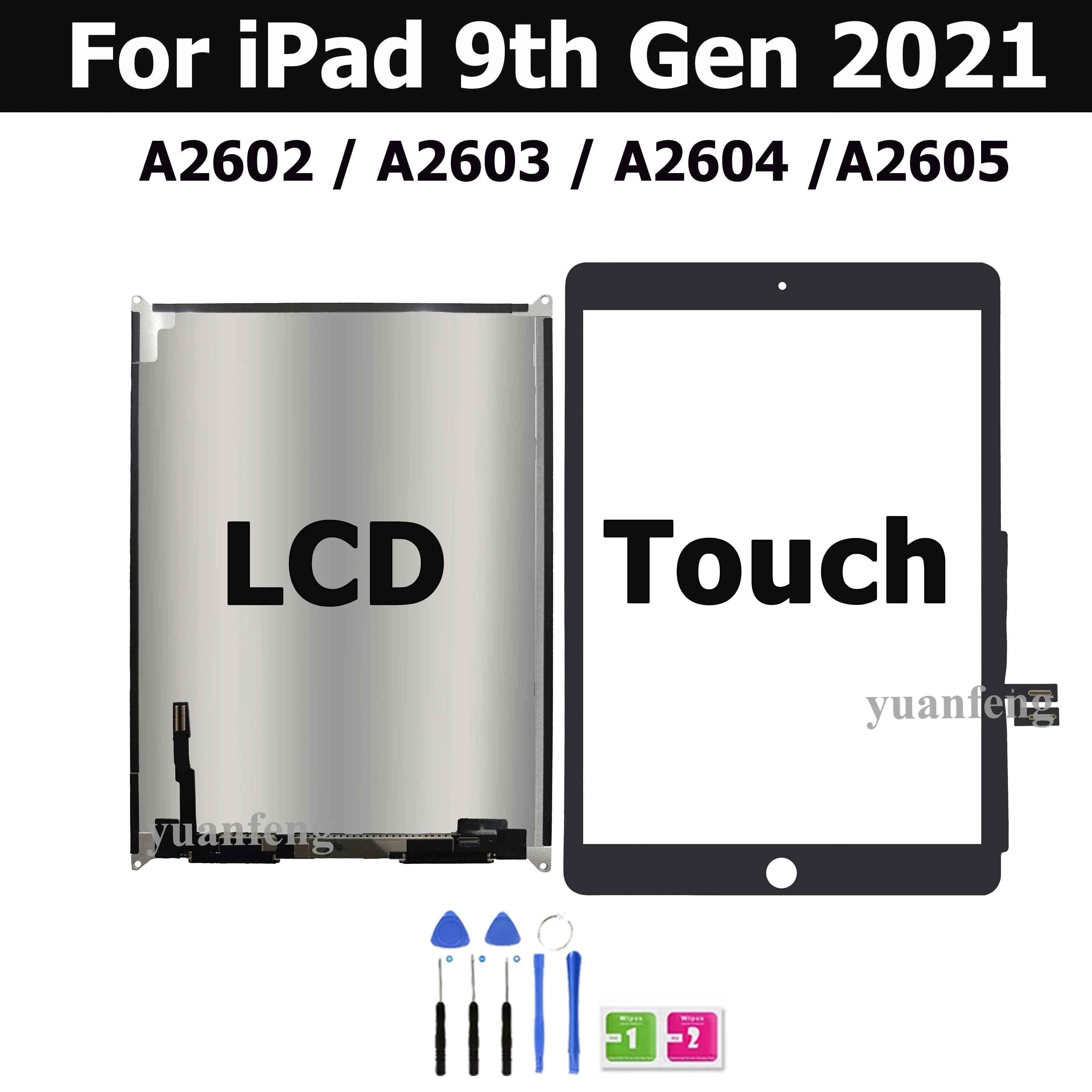Vitre Tactile Touch Screen Black Pour iPad 9e gén A2603 , A2602 , A2604