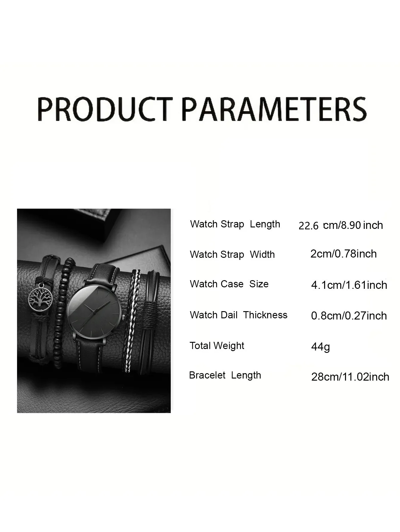 Watch New Men Watch Luxury Bracelet Set Fashion Business Black Leather Quartz Wrist Watches For Men Gift Set Relogio Masculino 6