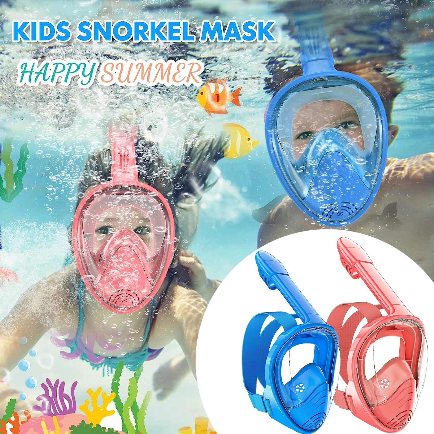 Kids 180° Panoramic Snorkel Mask with Camera Mount – Anti-Fog, Leak-Proof Design for Safe Underwater Adventures Beach Toys and Leisure Accessories Snorkeling gear