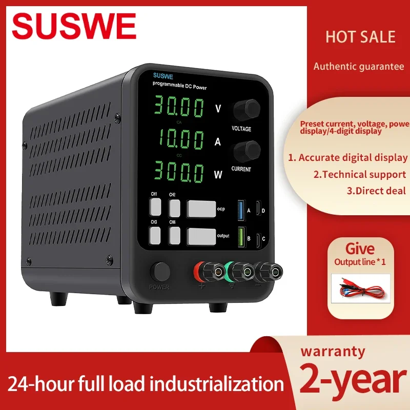 

SUSWE Adjustable DC power supply 30V 60V 120V LED Digital Lab Bench Power Source adjustable 0-10A5A 2A Stabilized Power Supply