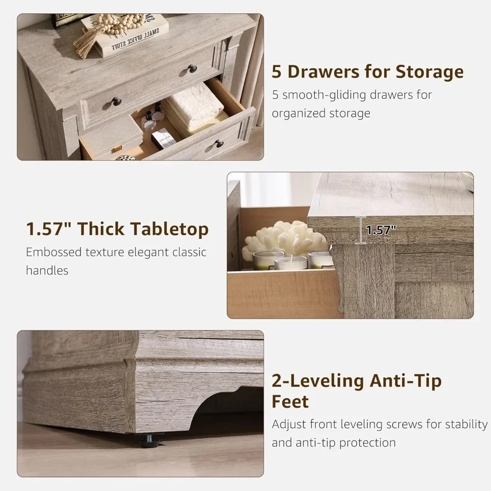 Rustic 5-Drawer Dresser 4