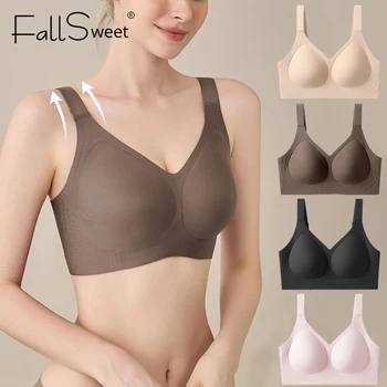FallSweet Women Push-Up Seamless Bra Plus Size Wireless Bralette Adjust Straps Full Cup Breathable Lingerie Intimates Underwear
