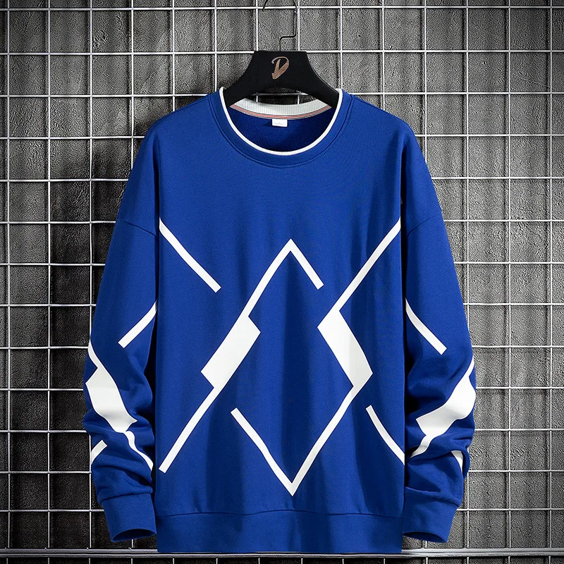 

Men's Fashion Oversized Color Contrast Sweatshirt Spring Autumn Round Neck Casual Long Sleeve Pullover Versatile Bottoming Shirt