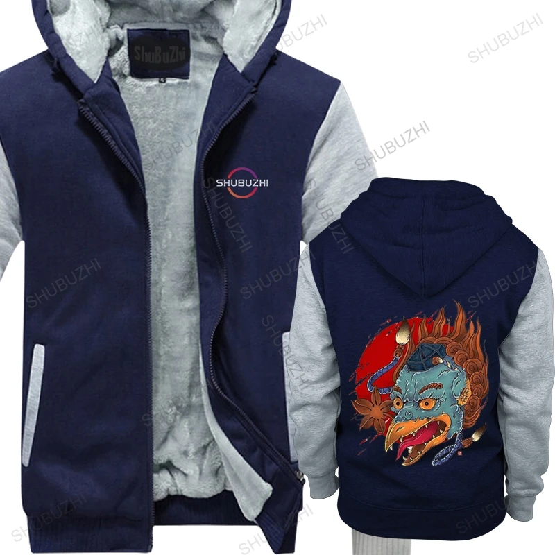 

Mens luxury cotton thick hoodies winter hoody zipper Man's White jacket Custom karasu Tengu Group Clothes Tops Men warm coat