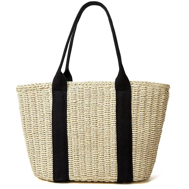 Trendy Straw Women Tote Bag Luxury Designer Rattan Woven Handbags Handmade Travel Shopper Shoulder Bag Casual Beach Bag 2023 New 2