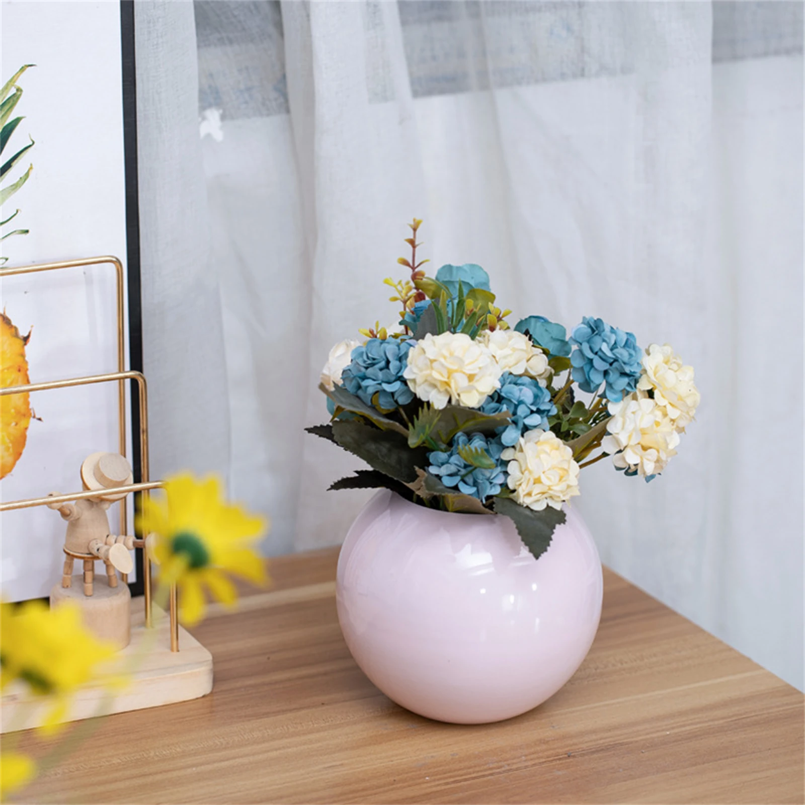 Modern Round Vase Metal Plant Flower Pot Home Living Room Office Table Ornament Decoration Small Art Pot Ball Flower Vase 5