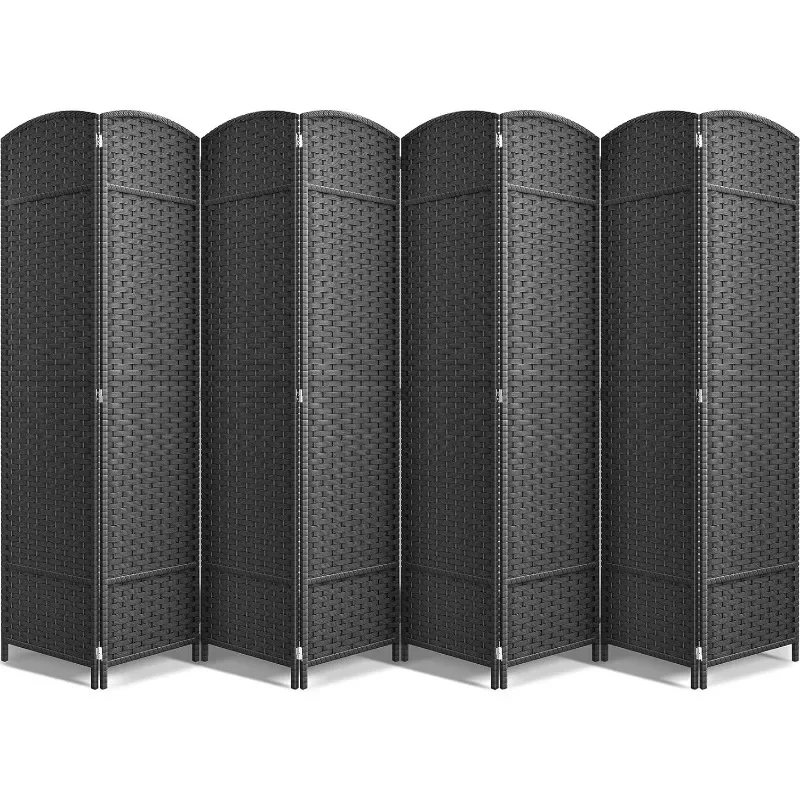 8 Panel Room Divider 6 ft. Tall-Privacy Screen Extra Wide Double Hinged Panels Mesh Hand-Woven Design, room divider screen