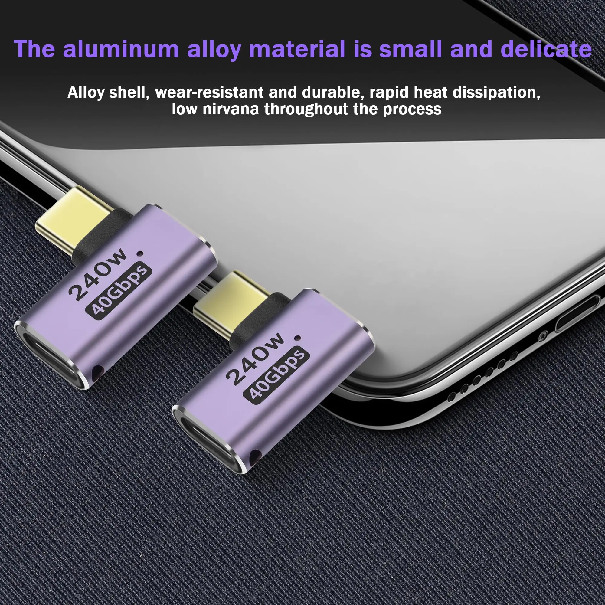 NNBILI 직각 USB C 남성-여성 익스텐더 Thunderbolt4 USB 4 MacBook iPad Quest Steam Deck 용 40Gbps 240W 유형 C 어댑터