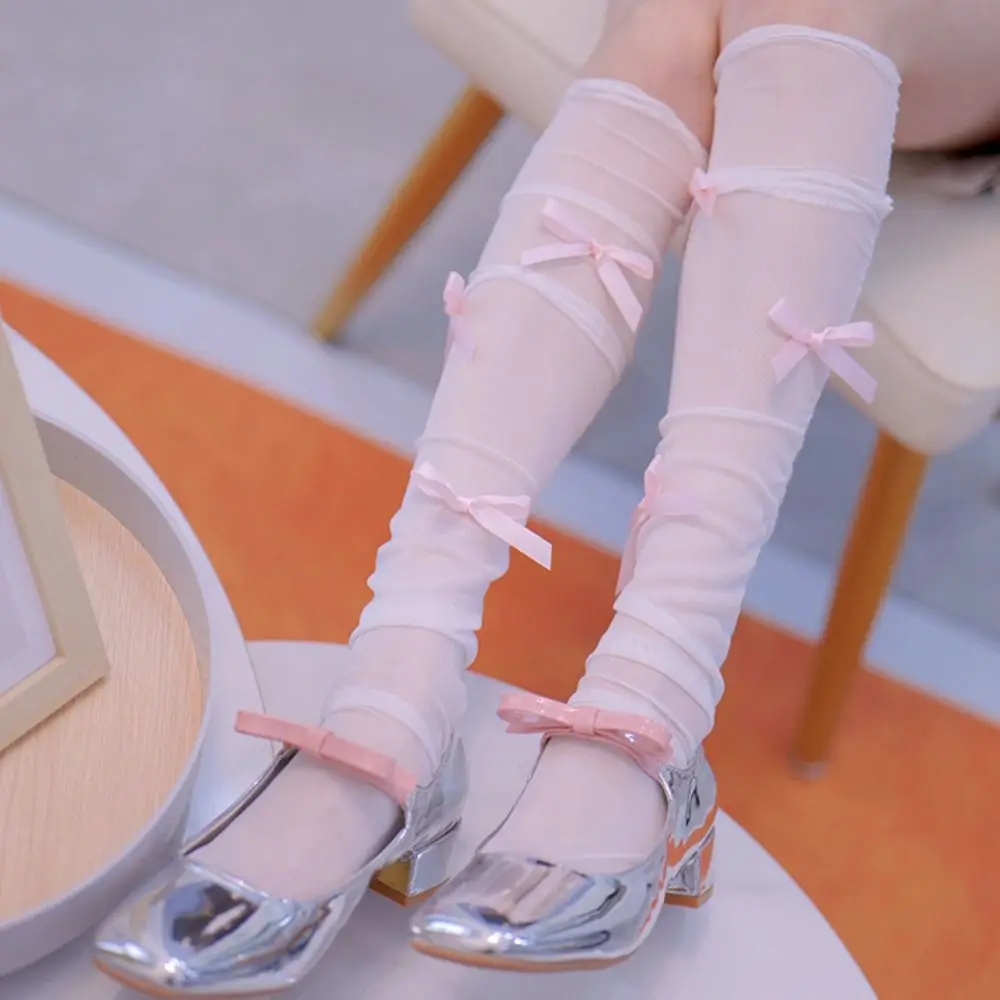 

Refreshing Wearproof Y2K Cute Ribbon Summer Harajuku Bow Socks Balletcore Women Stockings Mesh Calf Socks Korean Hosiery