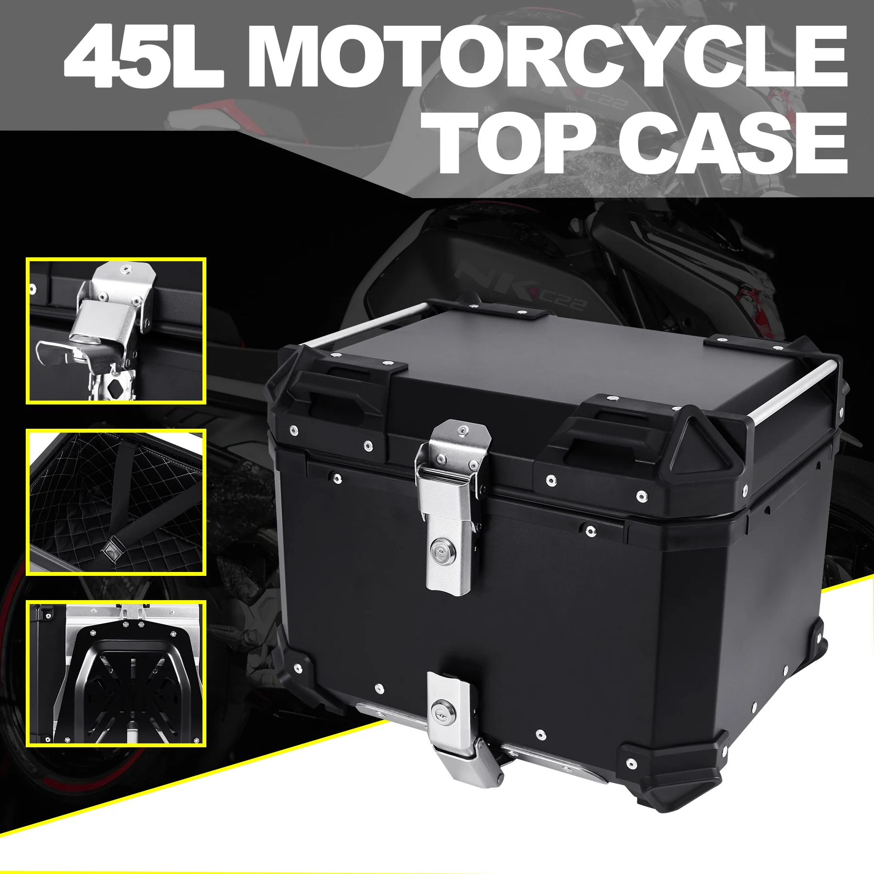 Samger 45L Moto Posteriore Top Case Moto Bagagli Storage Tail Box Impermeabile Moto Tronco Cassetta Degli Attrezzi Per Touring Cruiser Bmw