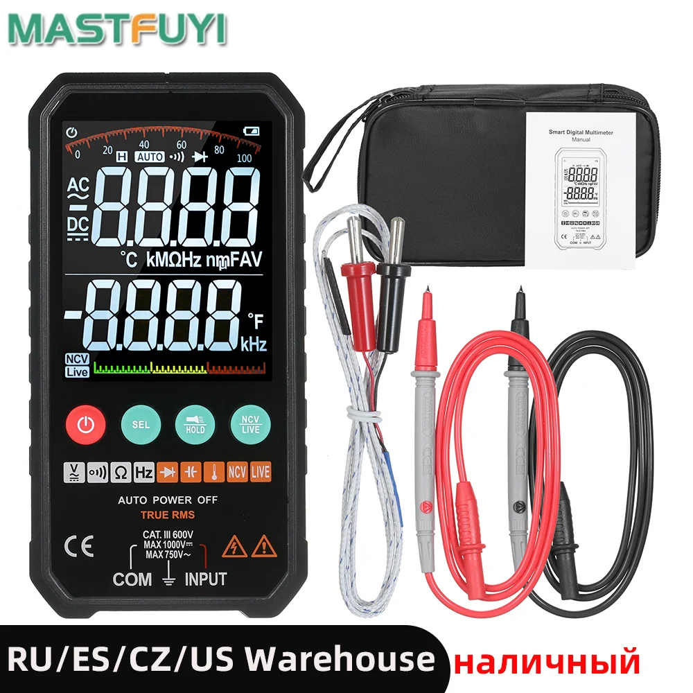 Цифровой мультиметр Mastfuyi FY107C/FY107B S6000 умный Измеритель температуры и напряжения