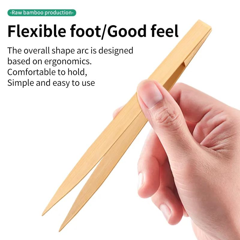 10pcs Bamboo Tea Clip Kitchen Salad Food Toast Tong Tweezer Bacon Sugar Ice Tea Multipurpose For Phone Electronic Repair