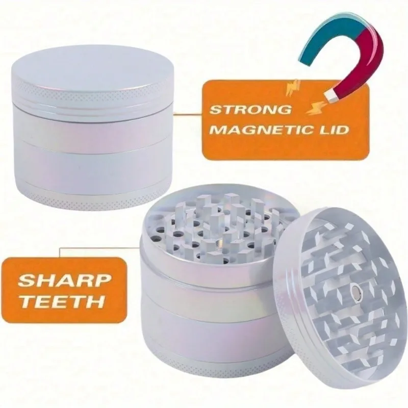 1.6/2 Inch White Gradient Rainbow Herb Grinder Four-layer Manual Tobacco Grinder Zinc Alloy Mortar Cigarette Cigar Grass Mills